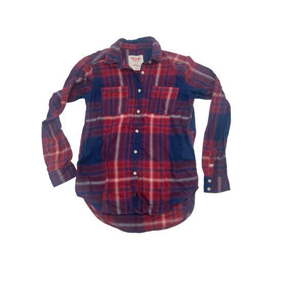 Mossimo Red Blue Plaid Button Up Shirt Womens Size XS - Picture 3 of 10